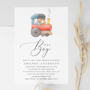 Invitation C'est un garçon. Aquarelle mignonne baby shower ou