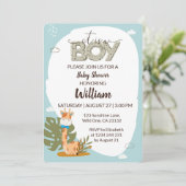 Invitation C'est un garçon Baby Giraffe Baby shower Invitatio (Debout devant)