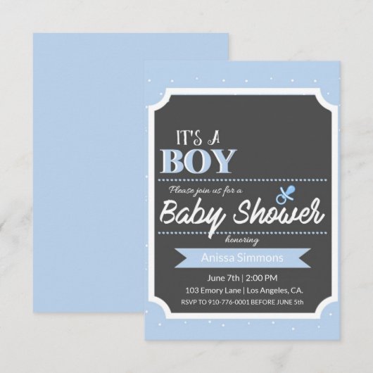 INVITATION C'EST UN GARÇON | BABY SHOWER (Devant / Derrière)