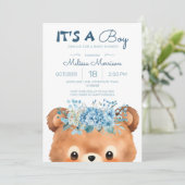 Invitation C'est un garçon Baby shower Bear Blue (Debout devant)