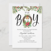 Invitation C'est un garçon Baby shower d'aquarelle de Noël (Devant)