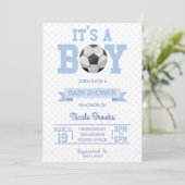 Invitation C'est un garçon ! Baby shower de balle de football (Debout devant)