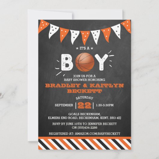 Invitation C'est un garçon ! Baby shower de base-ball à thème (Devant)