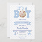 Invitation C'est un garçon ! Baby shower de base-ball bleu In (Devant)