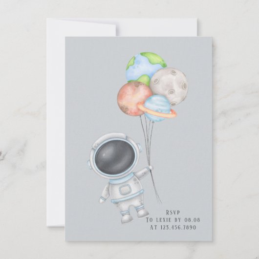 Invitation C'est un garçon Baby shower de garçon spatial (Dos)