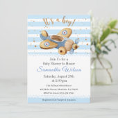 Invitation C'est un garçon ! Baby shower de jouets d'avion vi (Debout devant)