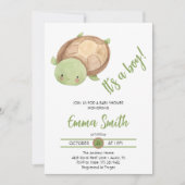 Invitation C'est un garçon Baby shower de tortue marine aquar (Devant)