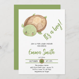 Invitation C'est un garçon Baby shower de tortue marine aquar