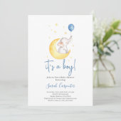 Invitation C'est un garçon baby shower d'éléphant (Debout devant)