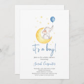 Invitation C'est un garçon baby shower d'éléphant (Devant / Derrière)