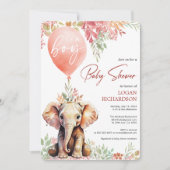 Invitation C'est un garçon baby shower d'éléphant en ballons (Devant)