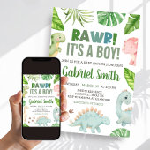 Invitation C'est un garçon - Baby Shower Dinosaure 