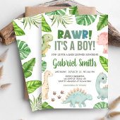 Invitation C'est un garçon - Baby Shower Dinosaure 