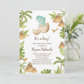 Invitation C'est un garçon Baby shower Dinosaure Aquarelle (Debout devant)