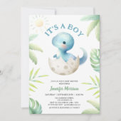Invitation C'est un garçon ! Baby shower garçon Cute Dinosaur (Devant)