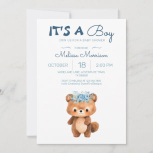 Invitation C'est un garçon Baby shower Garçon Ours