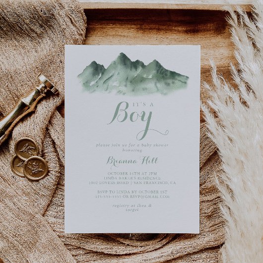 Invitation C'est un garçon Baby shower Green Mountain Country