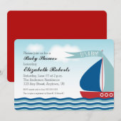 Invitation C'est un garçon Baby shower nautique (Devant / Derrière)