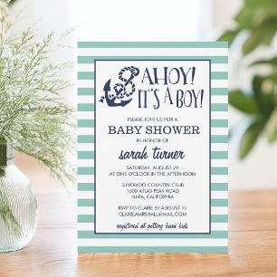 Invitation C'est un garçon ! Baby shower nautique