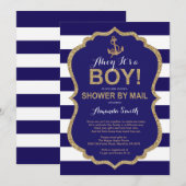 Invitation C'est un garçon ! Baby shower nautique par courrie (Devant / Derrière)