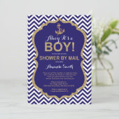 Invitation C'est un garçon ! Baby shower nautique par courrie (Debout devant)