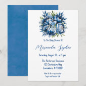 Invitation C'est un garçon ! Baby shower Pacifique et pivoine (Devant / Derrière)