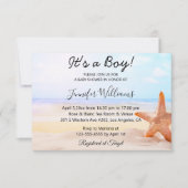 Invitation c'est un garçon, baby shower, plage tropicale été (Devant)