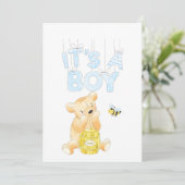 Invitation C'est un garçon Baby shower Teddy Bear Honey Bee (Debout devant)