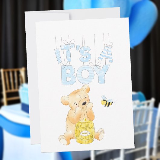 Invitation C'est un garçon Baby shower Teddy Bear Honey Bee