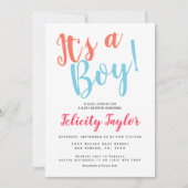 Invitation C'Est Un Garçon Baby shower Typographie Points Col (Devant)