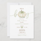 Invitation C'est un garçon Baby shower vert Citrouille crème  (Devant)