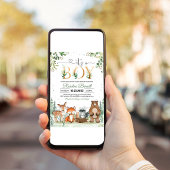 Invitation C'est un garçon Baby shower Woodland