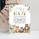 Invitation C'est un garçon Baby shower Woodland