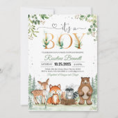 Invitation C'est un garçon Baby shower Woodland (Devant)