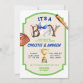 Invitation C'est un garçon Baseball Coed Baby Shower (Devant)