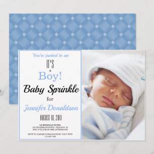 Invitation C'est un garçon ! Bébé bleu sautiner photo Invitat