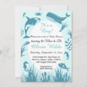 Invitation C'est un garçon bleu sous le Baby shower marin (Devant)
