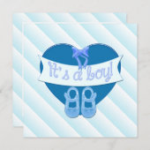 Invitation C'est un garçon Blue Heart Chaussures Baby Boy Sho (Devant / Derrière)