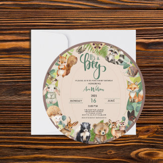 Invitation C'est un garçon Boy Woodland Animals Forest Baby s