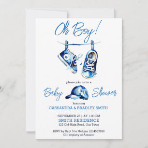 Invitation C'est un garçon chaussures de bébé bleues un bonne