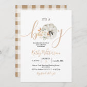Invitation C'est un garçon Citrouille Rustic Floral Baby show (Devant / Derrière)