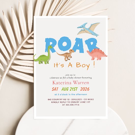 Invitation C'est un garçon Dino Dinosaur Shower Bébé