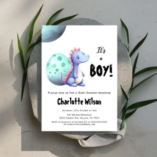 Invitation C'est un garçon - Douce aquarelle dinosaure Baby S