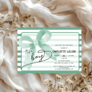 Invitation C'est un Garçon Douces Rayures Arc-en-ciel Baby Sh