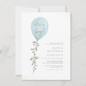 Invitation C'Est Un Garçon Eucalyptus Baby shower Balloon Ver (Devant)