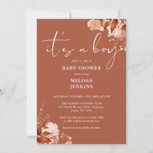 Invitation C'est un garçon Floral Automne Bébé Shower
