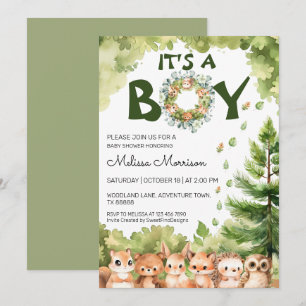 Invitation C'est un garçon Forêt Bois Bébé Boy Douche