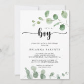 Invitation C'est un garçon Green Delight Eucalyptus Baby show (Devant)