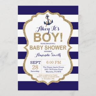 Invitation C'est un garçon !Invitation au Baby shower nautiqu