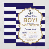 Invitation C'est un garçon !Invitation au Baby shower nautiqu (Devant / Derrière)